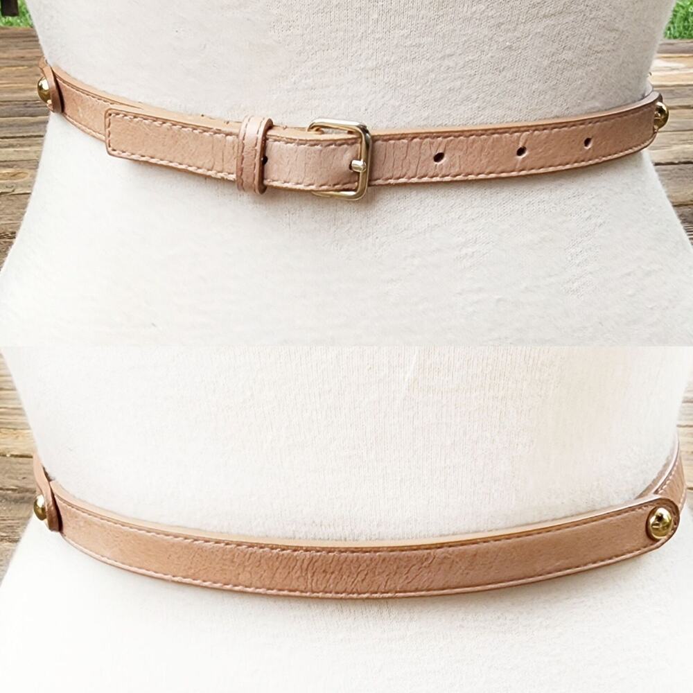 Talbots Womens Natural Tan Thin Leather Belt sz Small Classic Workwear Everyday